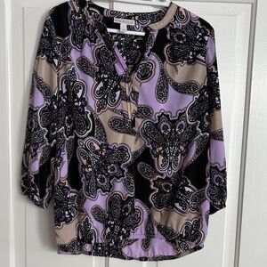 Dana Buchman‎ Lavender and Black Patterned Blouse